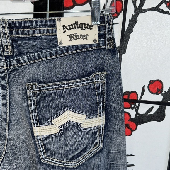 Antique Rivet 34x32 Mens Denim Blue Relaxed Jeans - Picture 10 of 15